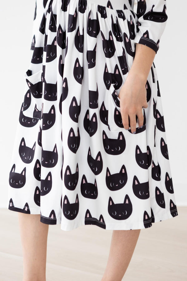 purrfect-3-4-sleeve-pocket-twirl-dress Mila &  Rose - Sophia's Style-Purrfect 3/4 Sleeve Pocket Twirl Dress-6-12M--1